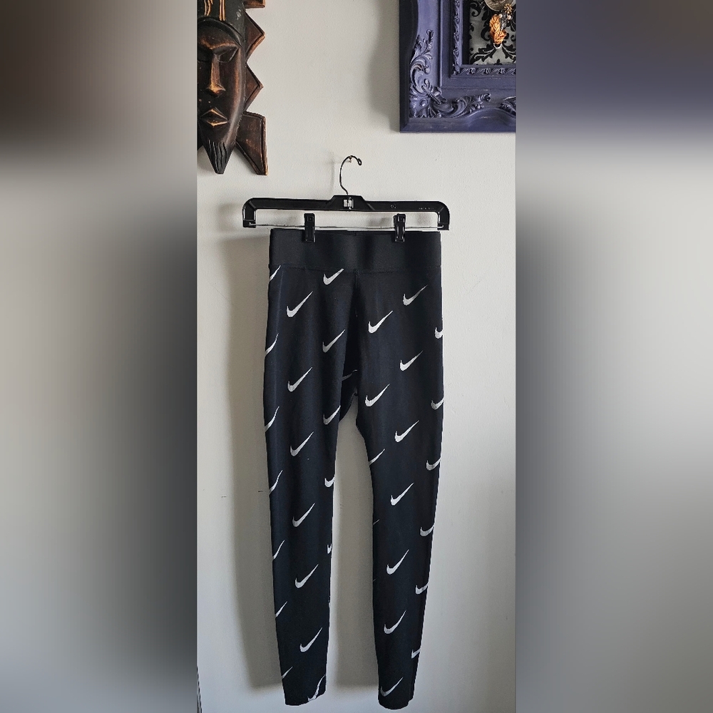 Nike Black and White Logo Leggings Womens Nike Leg-A-See Logo Print Leggings